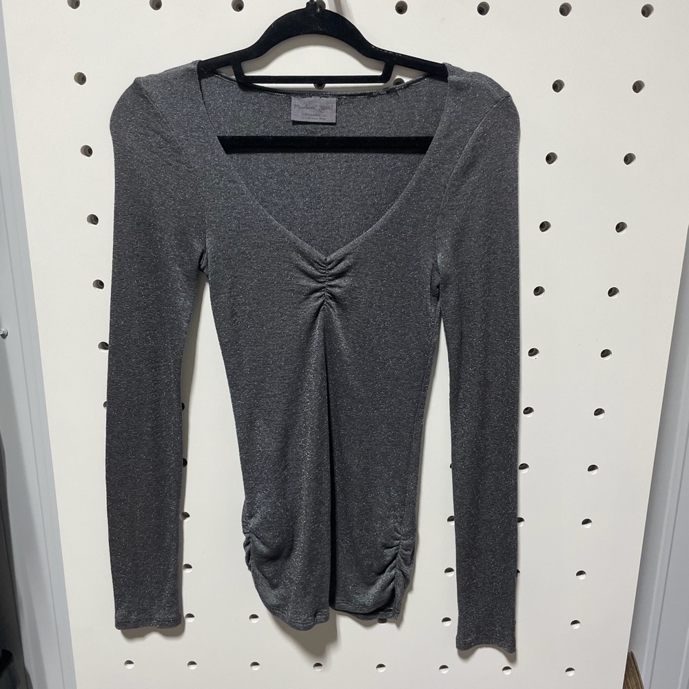 Michael Stars Metallic Gray Long Sleeve Top